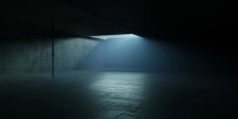 Concrete Corridor Structure With Futuristic Lights and Sci Fi Cyber Tunnel Interior Perspective Glowing Industrial Architecture Space Vibe 3D Rendering © IM_VISUALS