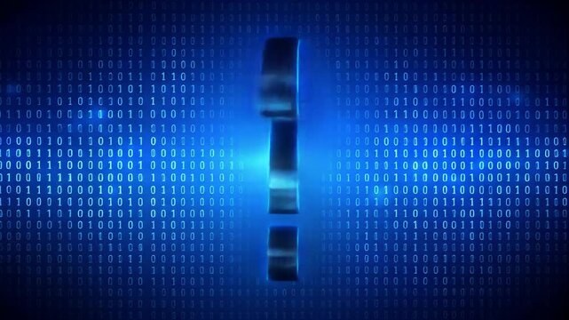 Question mark symbol on binary code background