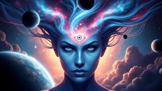 Divine goddess durga manifestation for navratri puja festival cosmic energy and spiritual awakening mystical universe vision