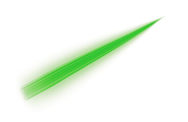 Green Laser Beam with Neon Glow on Transparent Background
