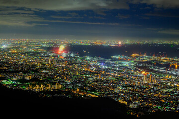 花火大会の日の掬星台からの夜景