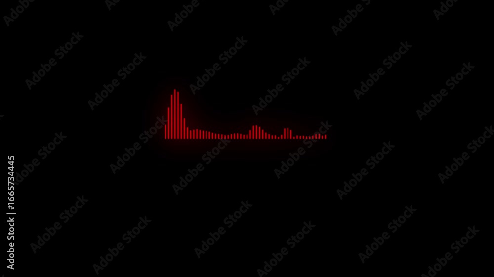 Poster line audio wave visualization on a transparent background, audio waveform spectrum animation, line d