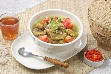 Soto Daging. Soto meat is a soupy dish made from beef stock seasoned with various spices