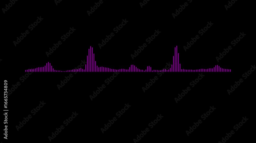 Poster line audio wave visualization on a transparent background, audio waveform spectrum animation, line d