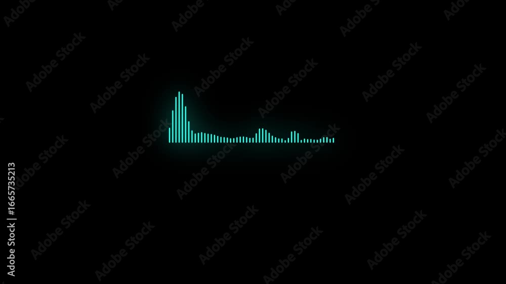 Poster line audio wave visualization on a transparent background, audio waveform spectrum animation, line d