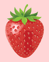 Obraz premium A Single Fresh Red Strawberry, Perfect for a Healthy Snack or a Delicious Topping for Desserts - Vector Illustration