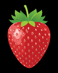  A Close-up of a Single Ripe Red Strawberry, a Symbol of Freshness and Natural Goodness - Vector Illustration