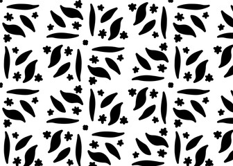 Seamless vector leopard pattern with vintage floral design and tribal plant decoration