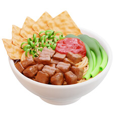 3D Mie Ayam Indonesian Chicken Noodle Bowl Illustration