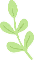 Green Leaf Branch Clipart PNG, Botanical Foliage Illustration, Simple Plant Graphic