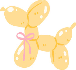 Yellow Balloon Dog Clipart, Cute Balloon Animal PNG, Party Decoration Graphic