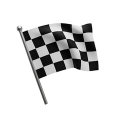 Fototapeta premium Checkered Flag Waving On Pole Over Transparent Isolated Background Photo