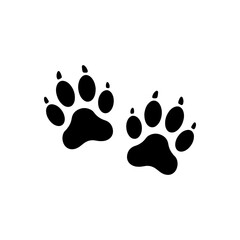 Pair of dog paw print icon flat illustration design. Cute dog paw prints vector silhouette.