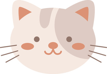 Cute Pastel Cat Face Illustration