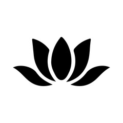 A simple vector illustration of a lotus flower and leaf icon, a nature-inspired design with a clean floral pattern