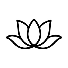 Vector illustration of a pink lotus flower icon with leaves for yoga and nature-inspired design