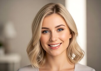 Naklejka premium Beautiful woman smiles