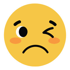 Fototapeta premium Sad Face Emoji with Tilted Expression Vector Icon