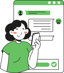 Woman Chatting with Chatbot on Smartphone