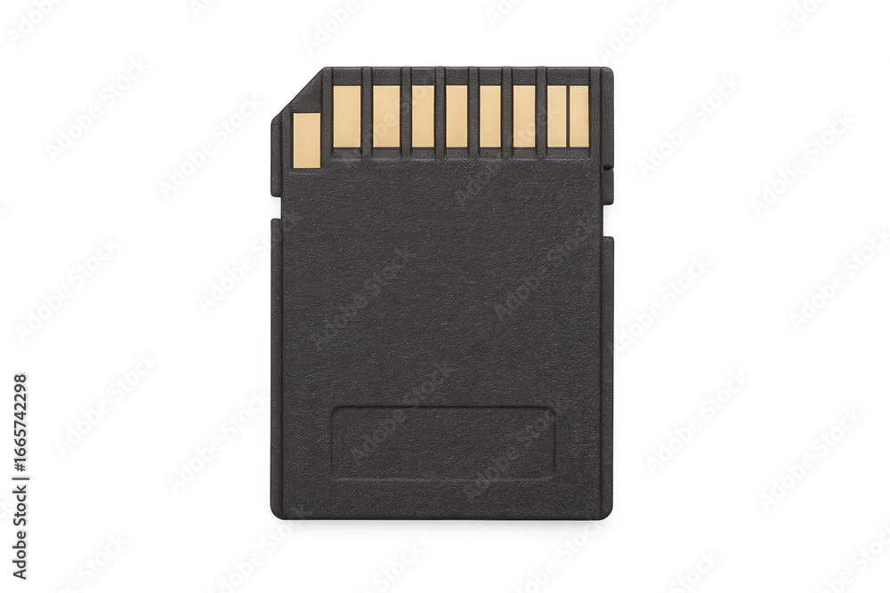 Poster black sd card isolated on a transparent background, providing a compact solution for digital storage