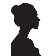 Vector illustration of woman silhouette set face, Black & White silhouette set