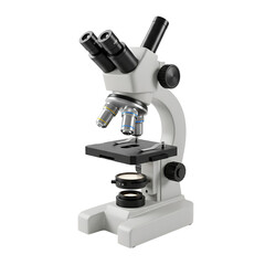 Detailed 3D Illustration of a Microscope on Transparent Background