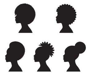 Black Woman Hairstyles Vector | Afro Hair Silhouette | Natural Hair Design