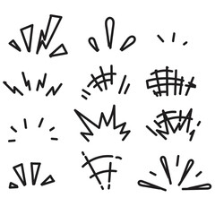 doodle sparkling glittering icon collection set