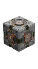 Fototapeta premium Detailed 3D Render of a Futuristic Geometric Cube Design on Isolated Background