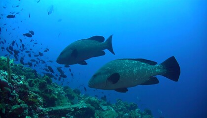 Fototapeta premium Grouper Fish in Coral Reef.