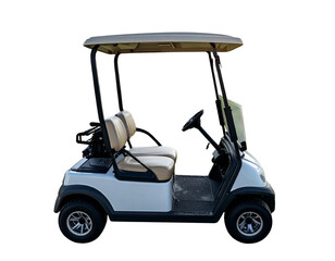 Golf Cart on Green Golf Course Isolated Transparent Background PNG
