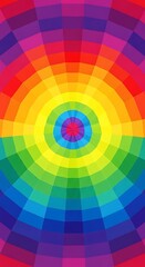 Vibrant gradient of spectrum hues in concentric mosaic illustration