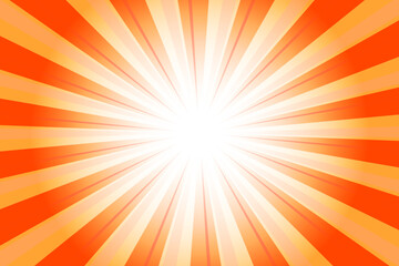 Obraz premium Orange red abstract glowing sunburst background. Maximum red glow effect sunburst background for presentation, banner, poster, flyer, sales. Modern pop art poster for summer and spring