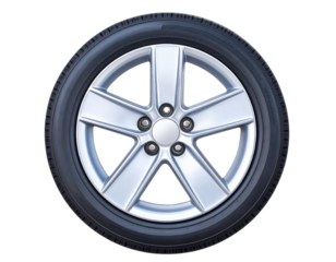 Automobile Spare Wheel with Rim Isolated on PNG Background