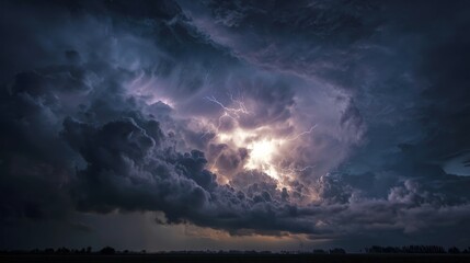 Storm clouds, dramatic lightning