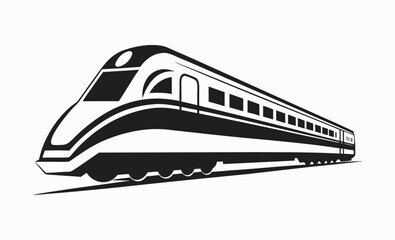 Fototapeta premium Train silhouette, Editable Vector Train Icon in Clean Black and White Silhouette, metro vector design