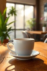Morning Coffee Warmth and Tranquility in a Cozy Cafe