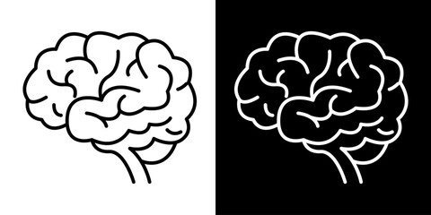 Human Brain Outline Icon Medical, Science, Neurology Symbol