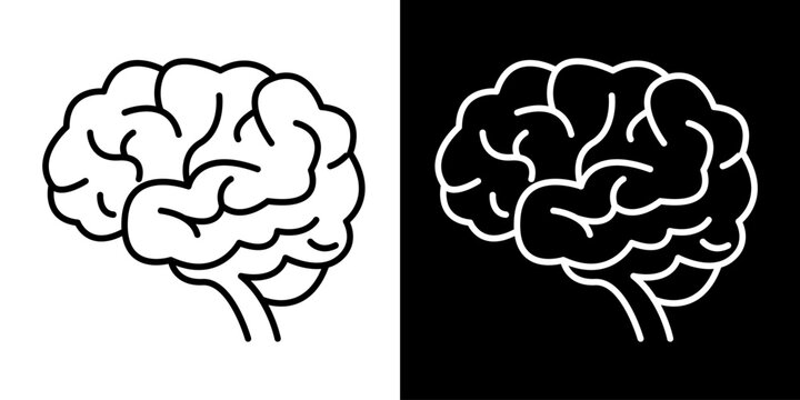 Human Brain Outline Icon Medical, Science, Neurology Symbol