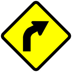 Indonesian Road Sign : Right Turn Warning Sign