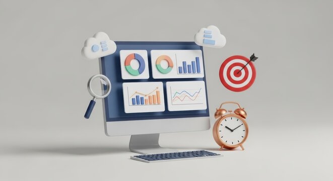 Digital marketing strategy and analytics with data visualization and goals