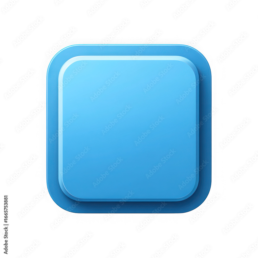 Fototapete a single bright blue rounded square button with a subtle gradient and shadow effect isolated on tran