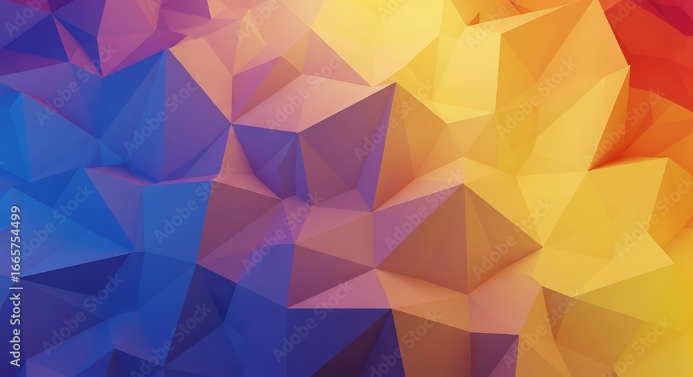 Poster geometrical multicolored forms background with gradient hues and light
