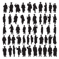 Vector illustration of diploma silhouette set, Black & White silhouette set
