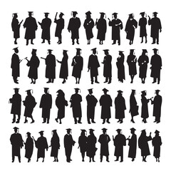 Vector illustration of diploma silhouette set, Black & White silhouette set
