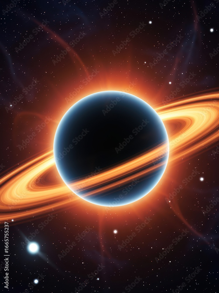 Poster exploring saturn's rings a cosmic event in outer space digital art celestial environment distant vie