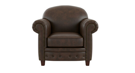 Fototapeta premium Classic Brown Leather Armchair On Isolated Transparent Background Photo