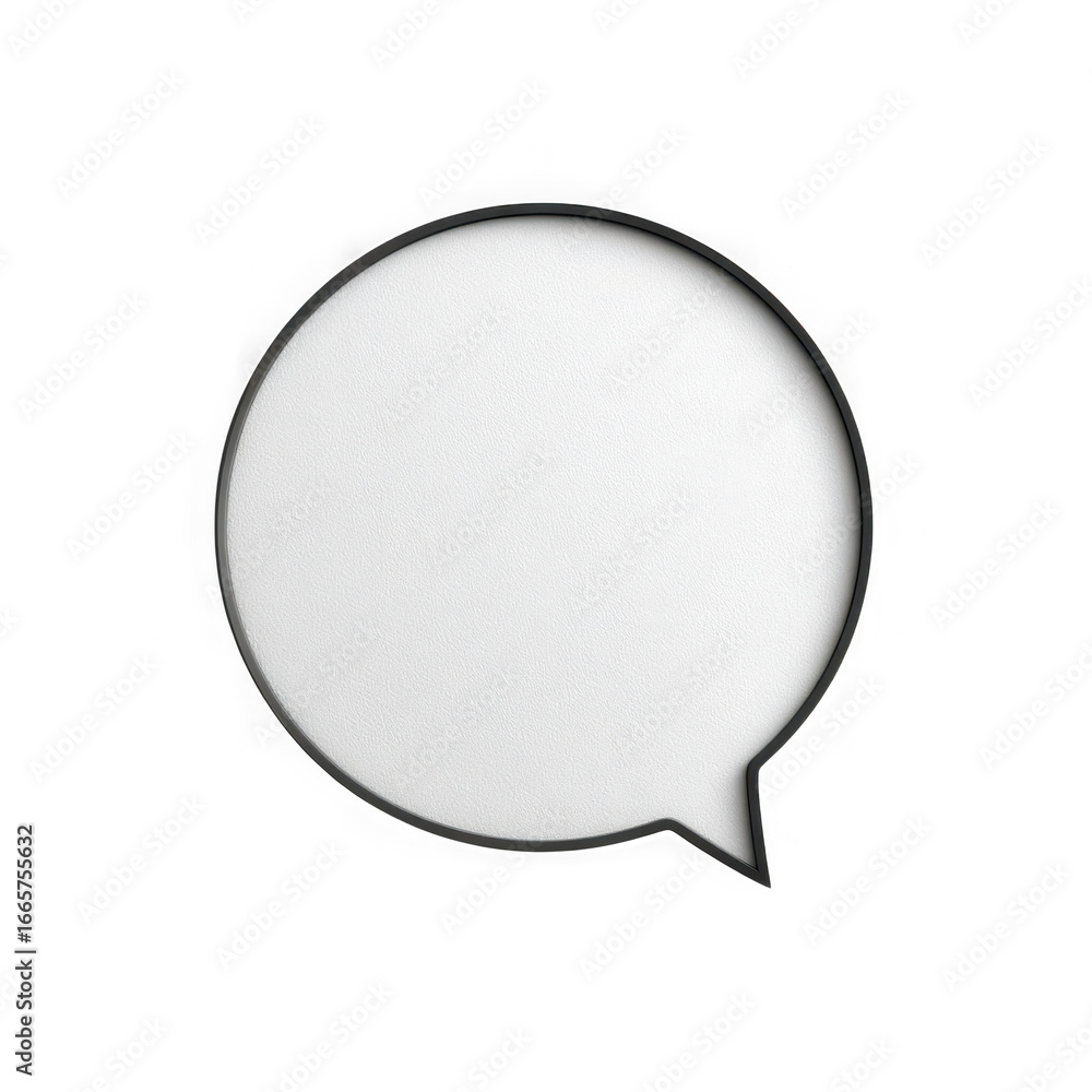 Poster a simple white speech bubble icon with a subtle textured surface isolated on transparent background