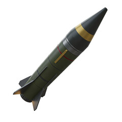 Green Metallic Missile Isolated on Transparent Background Illustration