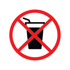 No drinking sign prohibition symbol beverage restriction vector illustration
